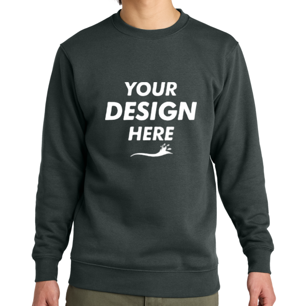 District V.I.T. Fleece Crew, Charcoal, Front view, Mockup