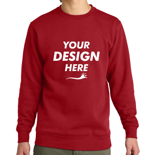 District V.I.T. Fleece Crew, Classic Red, Front view, Mockup