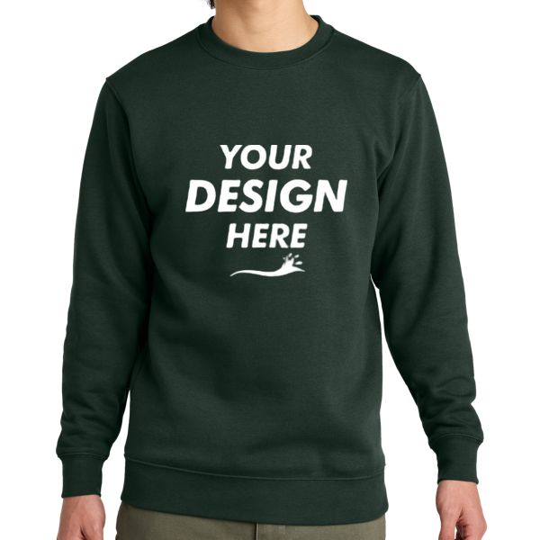 District V.I.T. Fleece Crew, Forest Green, Front view, Mockup