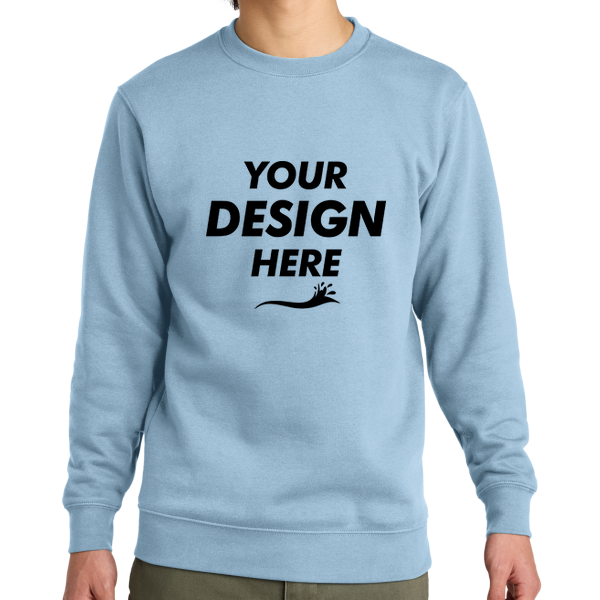 District V.I.T. Fleece Crew, Ice Blue, Front view, Mockup