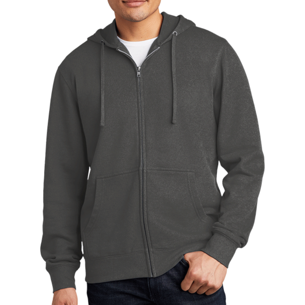 District V.I.T. Fleece Full Zip Hoodie, Charcoal, Front view