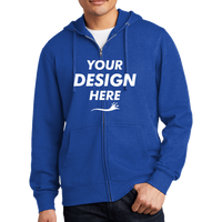 District V.I.T. Fleece Full Zip Hoodie, Deep Royal, Front view, Mockup
