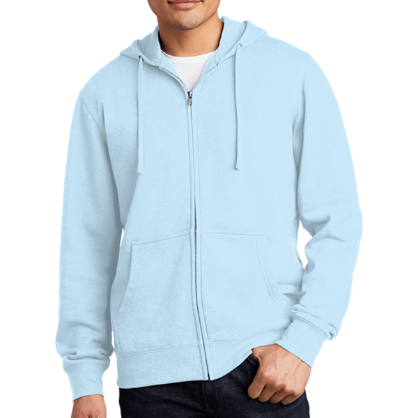 District V.I.T. Fleece Full Zip Hoodie, Ice Blue, Front view