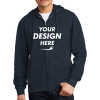 District V.I.T. Fleece Full Zip Hoodie, New Navy, Front view, Mockup