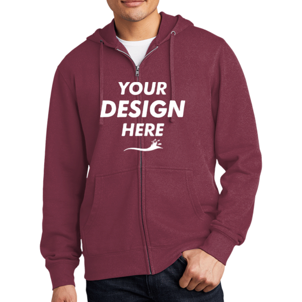 District V.I.T. Fleece Full Zip Hoodie, Plum, Front view, Mockup