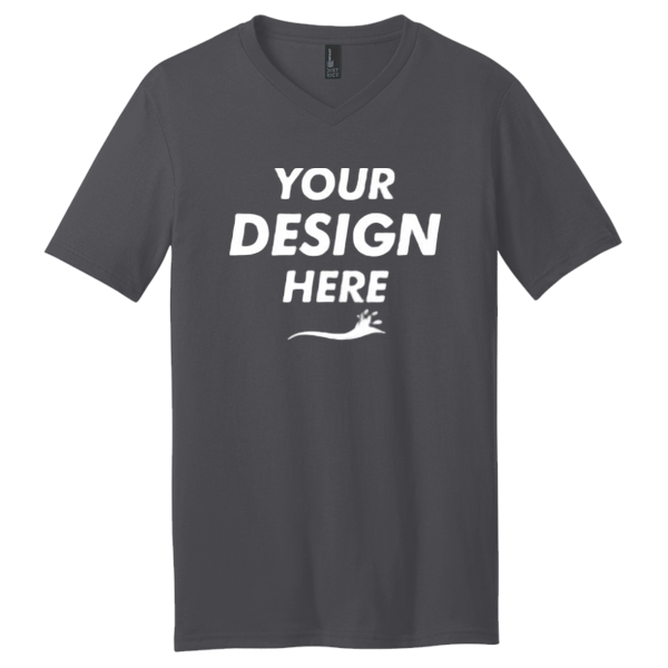 District Very Important Tee ® V Neck, Heathered Charcoal, Front view, Mockup