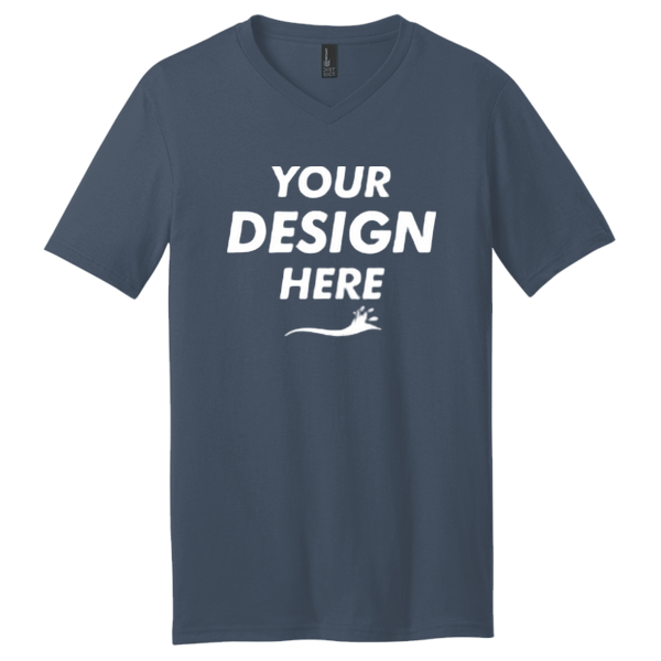 District Very Important Tee ® V Neck, Heathered Navy, Front view, Mockup