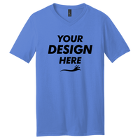 District Very Important Tee ® V Neck, Heathered Royal, Front view, Mockup