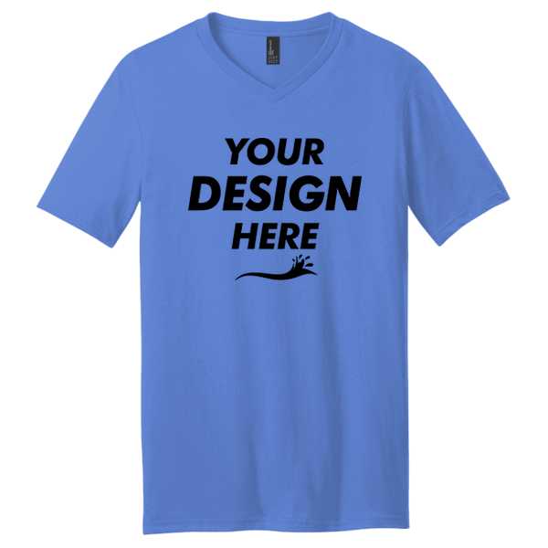 District Very Important Tee ® V Neck, Heathered Royal, Front view, Mockup