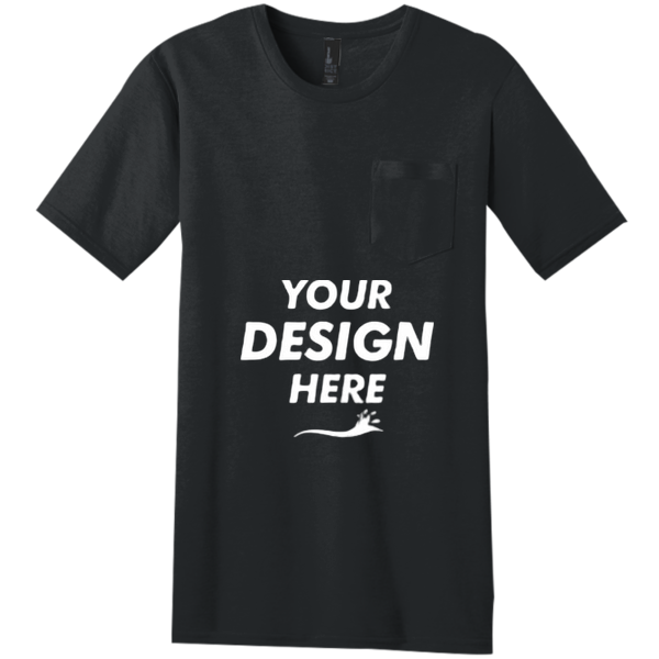 District Very Important Tee ® with Pocket, Black, Front view, Mockup