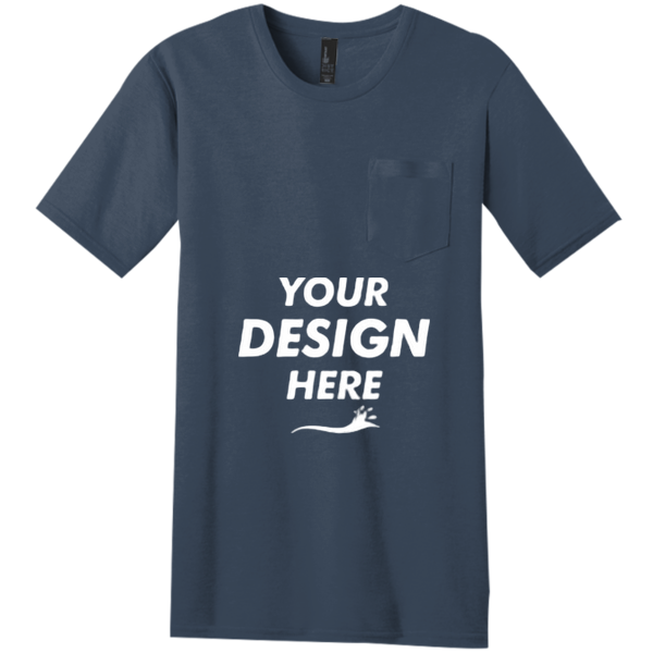 District Very Important Tee ® with Pocket, Heathered Navy, Front view, Mockup