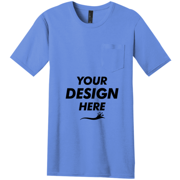 District Very Important Tee ® with Pocket, Heathered Royal, Front view, Mockup