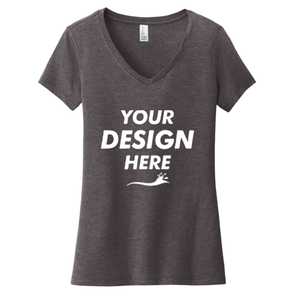 District Women's Very Important Tee ® V Neck, Heathered Charcoal, Front view, Mockup
