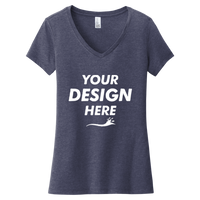 District Women's Very Important Tee ® V Neck, Heathered Navy, Front view, Mockup