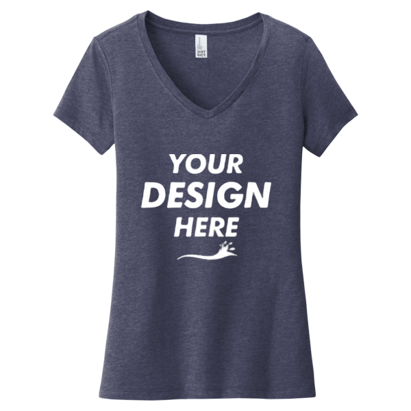 District Women's Very Important Tee ® V Neck, Heathered Navy, Front view, Mockup