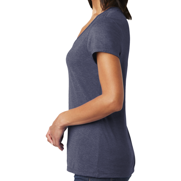 District Women's Very Important Tee ® V Neck, Heathered Navy, Left Sleeve view