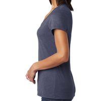 District Women's Very Important Tee ® V Neck, Heathered Navy, Left Sleeve view