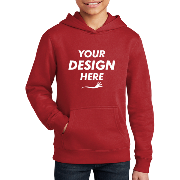 District Youth V.I.T. Fleece Hoodie, Classic Red, Front view, Mockup