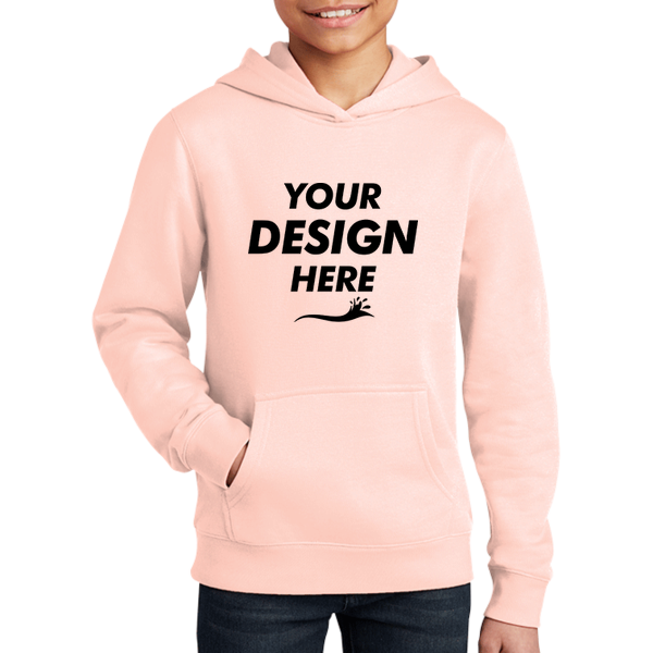 District Youth V.I.T. Fleece Hoodie, Rosewater Pink, Front view, Mockup