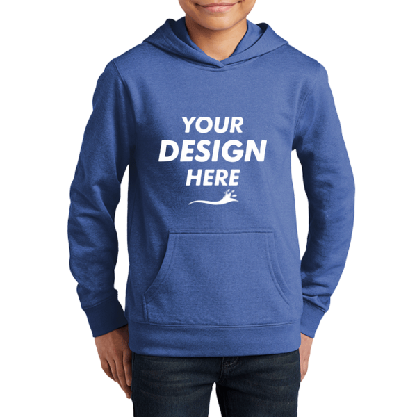 District Youth V.I.T. Fleece Hoodie, Royal Frost, Front view, Mockup