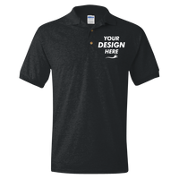 Gildan DryBlend® Jersey Polo, Black, Front view, Mockup