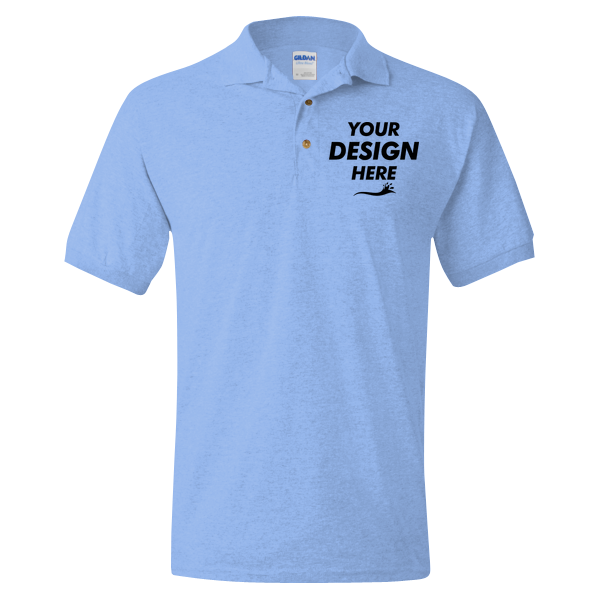 Gildan DryBlend® Jersey Polo, Carolina Blue, Front view, Mockup
