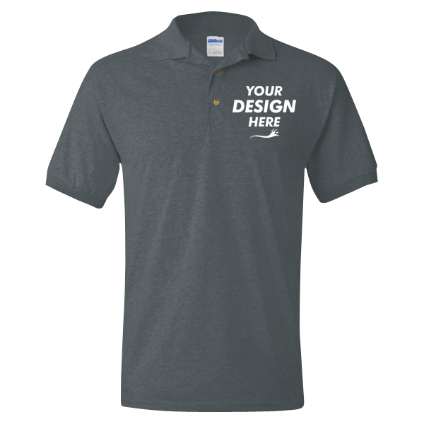Gildan DryBlend® Jersey Polo, Dark Heather, Front view, Mockup