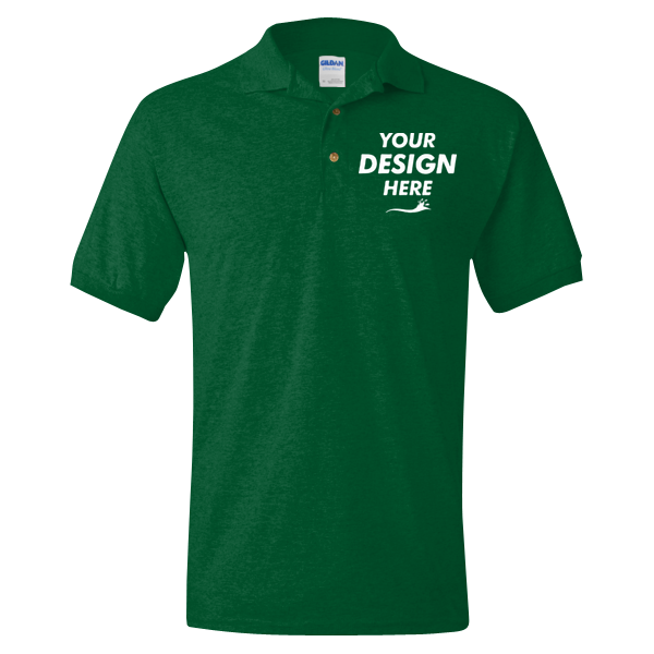 Gildan DryBlend® Jersey Polo, Forest Green, Front view, Mockup