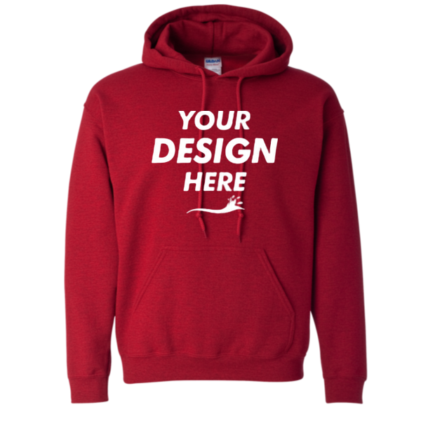 Gildan Heavy Blend™ Hooded Sweatshirt, Antique Cherry Red, Front view, Mockup