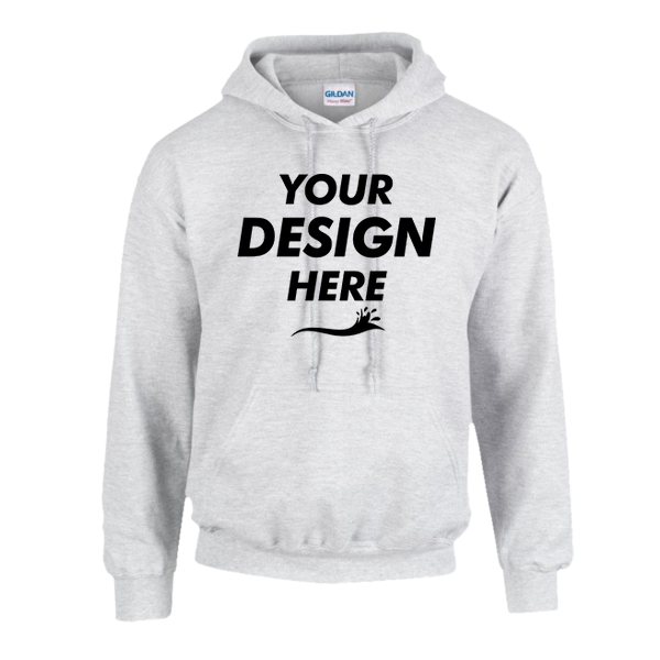 Gildan Heavy Blend™ Hooded Sweatshirt, Ash, Front view, Mockup