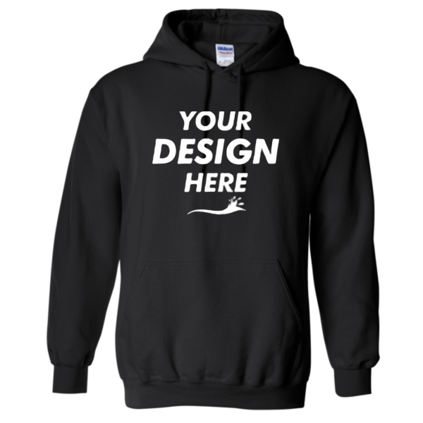 Gildan Heavy Blend™ Hooded Sweatshirt, Black, Front view, Mockup