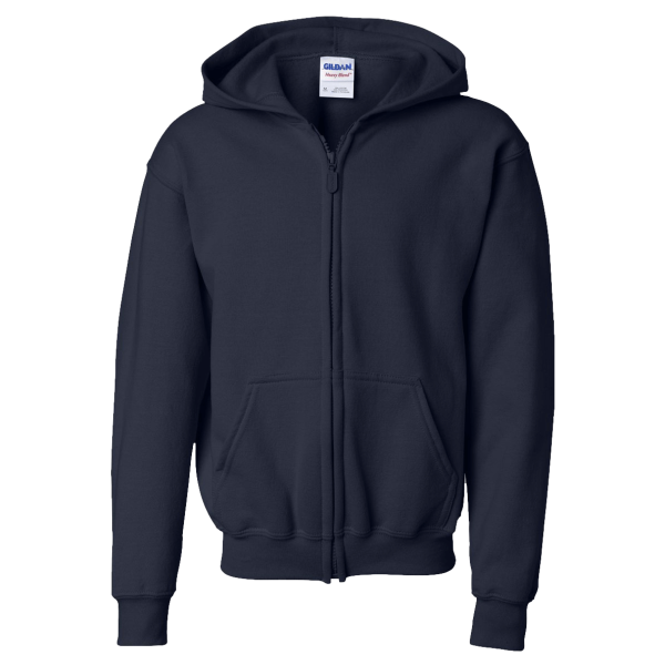 Gildan Heavy Blend™ Youth Full-Zip Hooded Sweatshirt, Navy, Front view