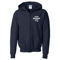 Gildan Heavy Blend™ Youth Full-Zip Hooded Sweatshirt, Navy, Front view, Mockup