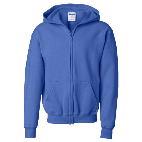 Gildan Heavy Blend™ Youth Full-Zip Hooded Sweatshirt, Royal, Front view