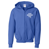 Gildan Heavy Blend™ Youth Full-Zip Hooded Sweatshirt, Royal, Front view, Mockup