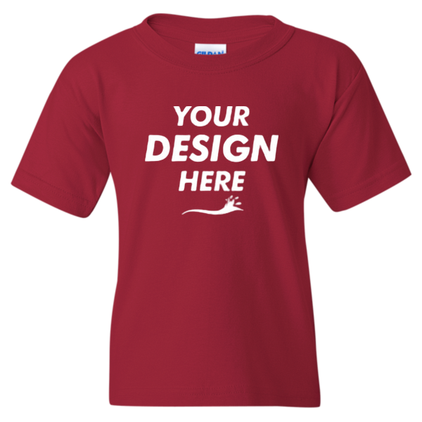 Gildan Heavy Cotton™ Youth T-Shirt, Cardinal, Front view, Mockup
