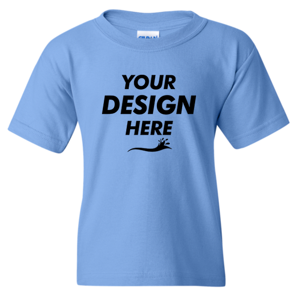 Gildan Heavy Cotton™ Youth T-Shirt, Carolina Blue, Front view, Mockup