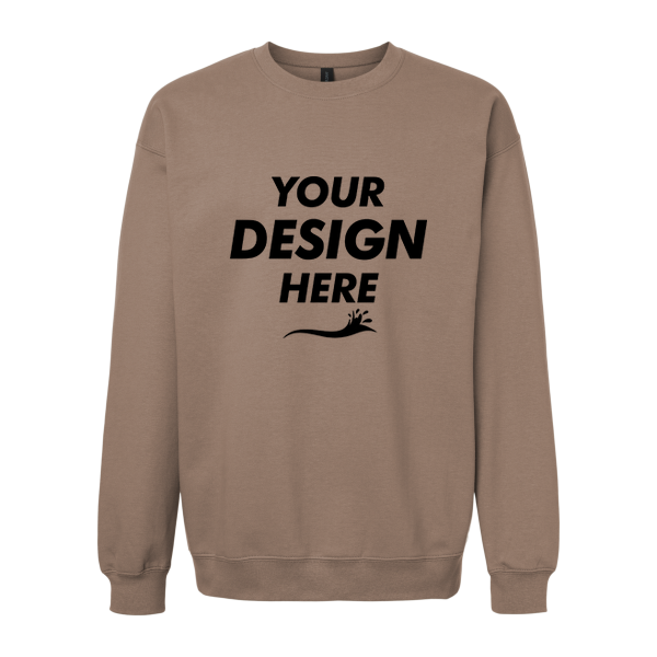 Gildan Softstyle® Midweight Crewneck Sweatshirt, Brown Savana, Front view, Mockup