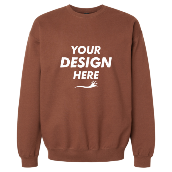 Gildan Softstyle® Midweight Crewneck Sweatshirt, Cocoa, Front view, Mockup