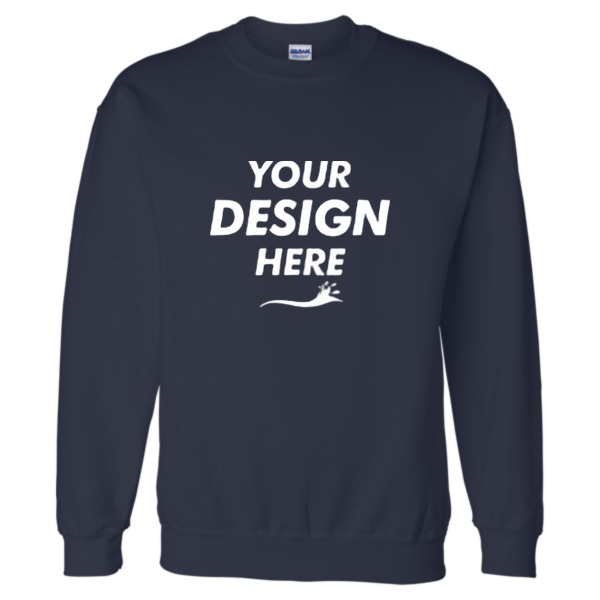 Gildan Unisex DryBlend® Crewneck Sweatshirt, Navy, Front view, Mockup