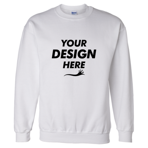 Gildan Unisex DryBlend® Crewneck Sweatshirt, White, Front view, Mockup
