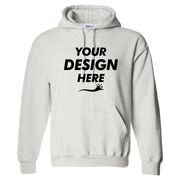 Gildan Unisex DryBlend® Hooded Sweatshirt, Ash, Front view, Mockup