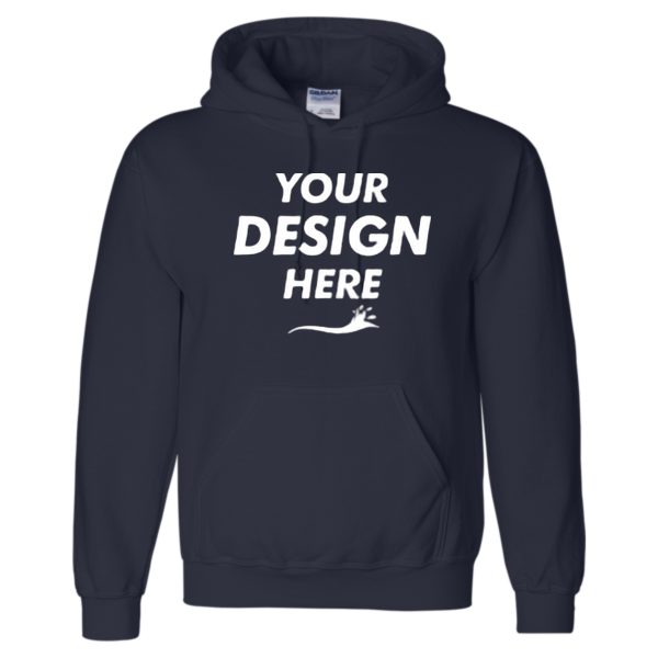 Gildan Unisex DryBlend® Hooded Sweatshirt, Navy, Front view, Mockup