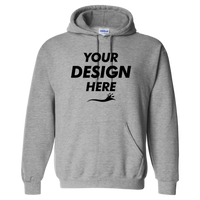 Gildan Unisex DryBlend® Hooded Sweatshirt, Sport Grey, Front view, Mockup