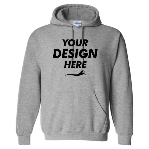 Gildan Unisex DryBlend® Hooded Sweatshirt, Sport Grey, Front view, Mockup
