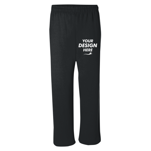 Gildan Unisex Heavy Blend™ Open-Bottom Sweatpants, Black, Front view, Mockup