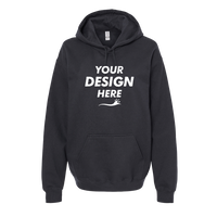 Gildan Unisex Softstyle® Midweight Hooded Sweatshirt, Black, Front view, Mockup
