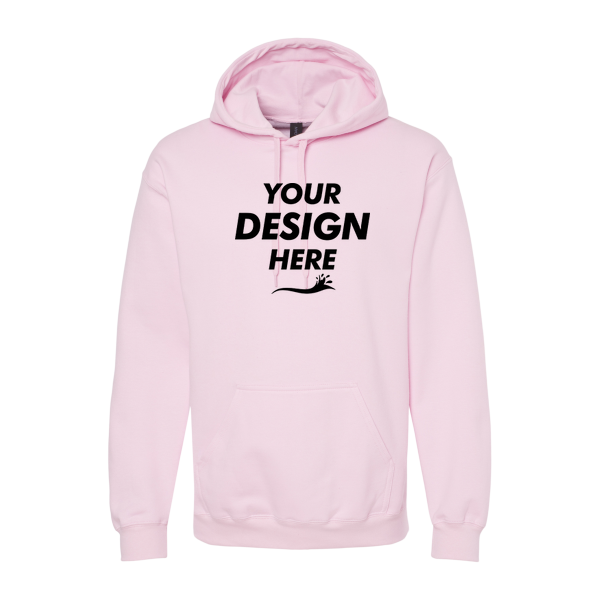 Gildan Unisex Softstyle® Midweight Hooded Sweatshirt, Light Pink, Front view, Mockup