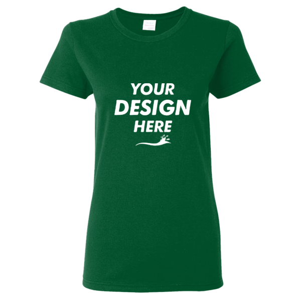 Gildan Women's Heavy Cotton™ T-Shirt, Forest Green, Front view, Mockup