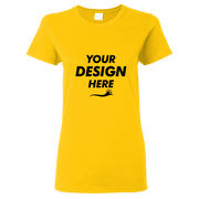 Gildan Women's Heavy Cotton™ T-Shirt, Gold, Front view, Mockup